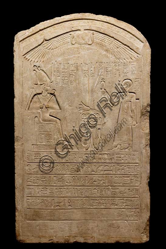 Ptolemaic Egyptian stele of Amasis, priest of Memphis, Archaeological Museum Bologna