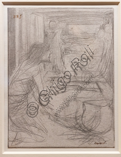 Graphite study by Edward Burne-Jones for the painting Ezekiel and the boiling pot, 1860