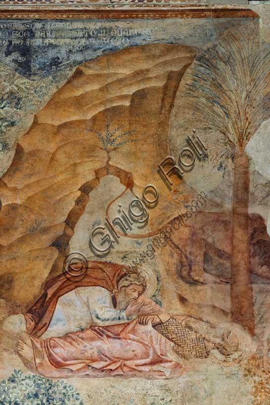 Affresco della Tebaide, particolare con Sant'Antonio che veglia San Paolo morente, Camposanto Monumentale di Pisa