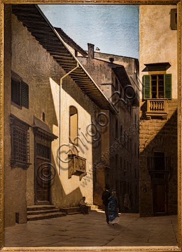 Dipinto Santa Maria dei Bardi a Firenze di Telemaco Signorini, olio su tela 1870