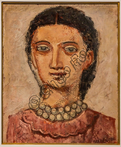 Painting A Woman's Head by Massimo Campigli, oil on canvas 1932, Museo Novecento Florence