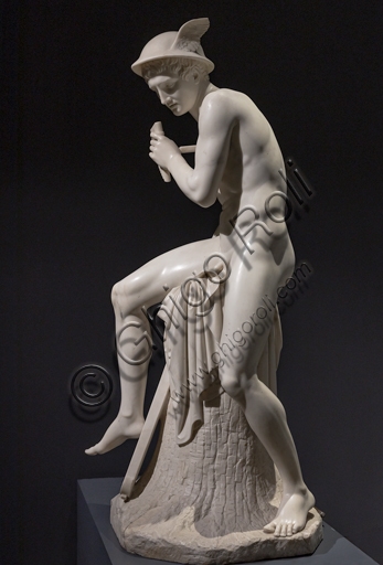 Thorvaldsen marble sculpture detail: Mercury and Argus Panoptes, neoclassical