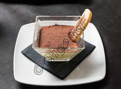 Traditional Italian Tiramisù dessert served at Al Graspo de Ua Restaurant in Venice, Italy