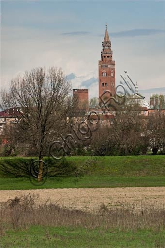 South west view of the Torrazzo of Cremona, Gothic brick bell tower and city symbol