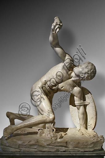 Photograph of the Discobolus Torso, marble sculpture at the Capitoline Museums in Rome