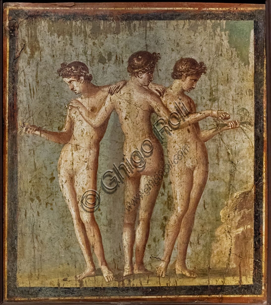 Fresco of the Three Graces in the Masseria di Cuomo-Irace at Pompeii, Fourth Style, 1st century AD