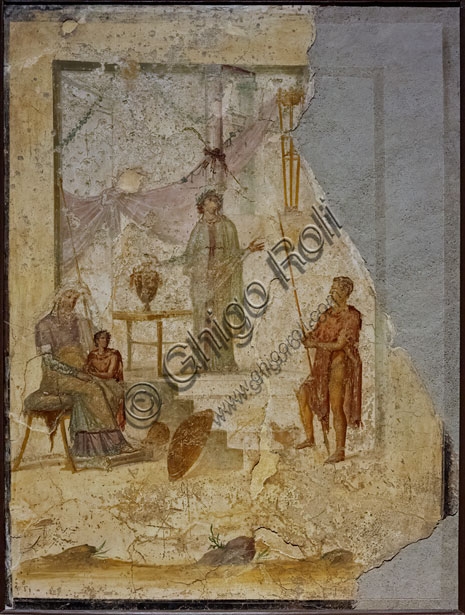 Fresco of Cassandra's Prophecy in the House of the Iron Grate, Pompeii, triclinium, east wall, Third Style