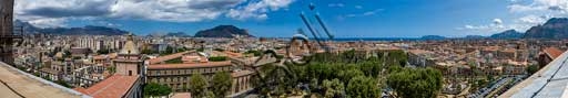 Orbicular view of the Palermo cityscape from the Porta Nuova Tower, Sicily