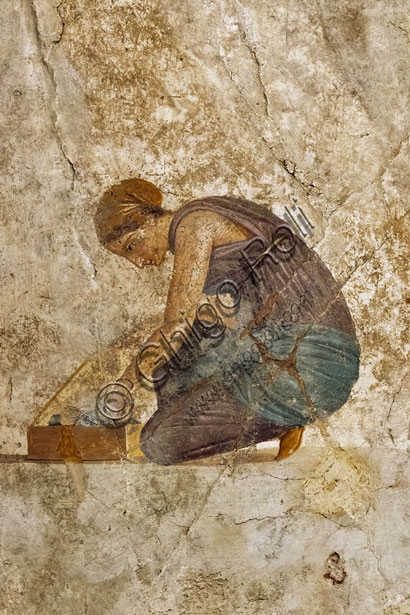Detail with a woman in the fresco of Venus and Mars, House of the Punished Love, Pompeii, Third Style
