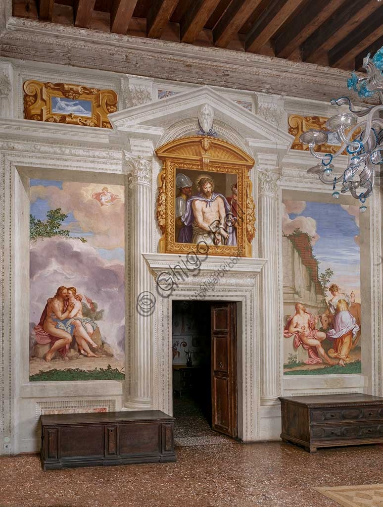 Affresco di Giovanni Battista Zelotti a Villa Emo Fanzolo raffigurante Giove e Io con altre scene mitologiche e allegoriche.