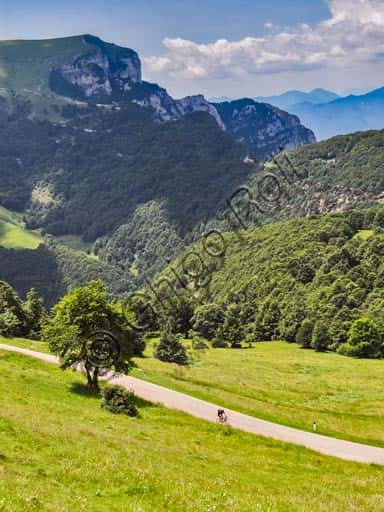 Cycling Landscape on Mount Baldo Highland with Ventrar Peak