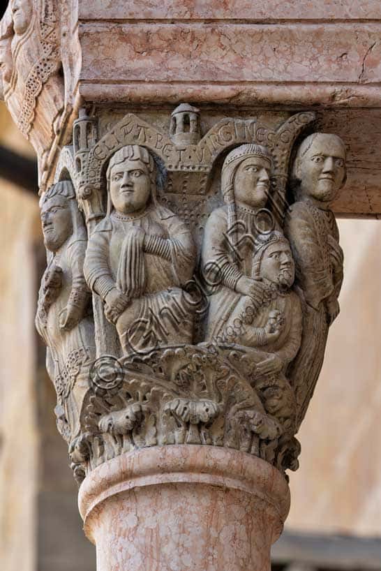 Romanesque Capital at Fidenza Cathedral: Stories of the Virgin Mary by Antelami