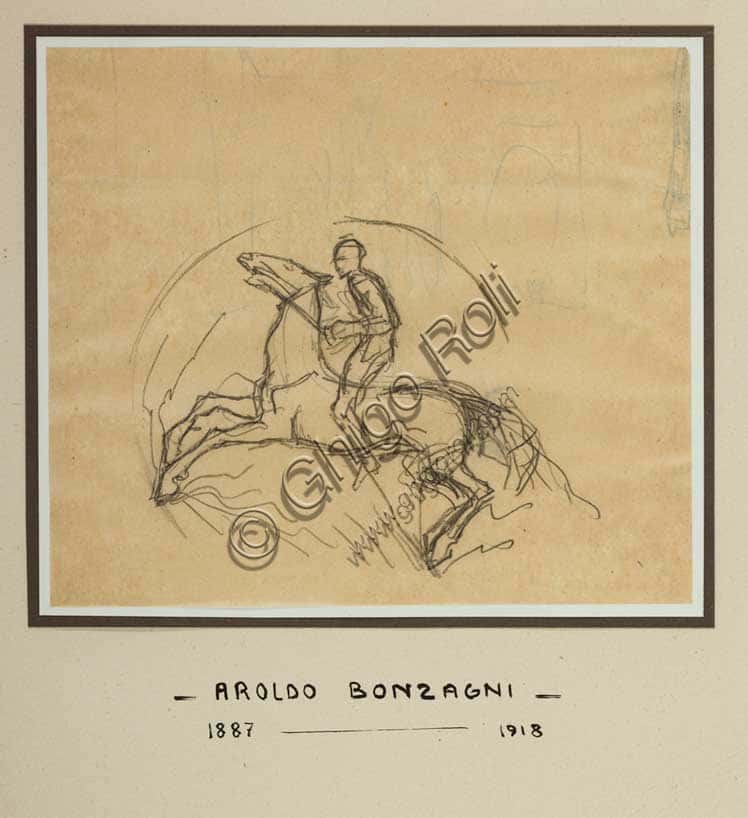 Knight by Aroldo Bonzagni: Italian Pencil Drawing on Paper