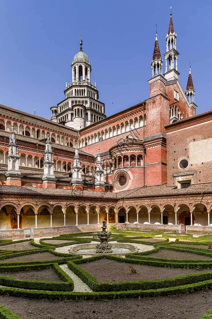 View of the Certosa di Pavia from the Small Cloister: Architecture and Perspective