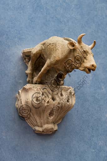 Bull-Shaped Gargoyle: 14th Century Marble Sculpture from Florence