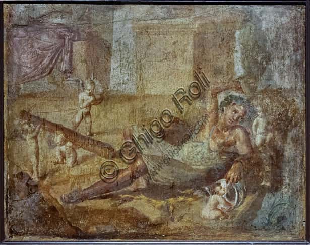 Hercules and Omphale: Pompeian Fresco IV Style - House of Eudoxus