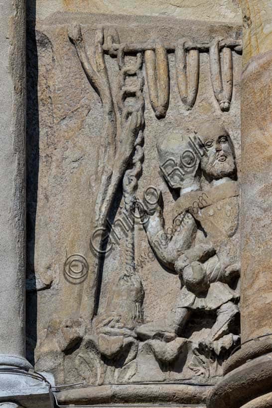 Formella di Gennaio del Duomo di Fidenza: Scultura di Benedetto Antelami
