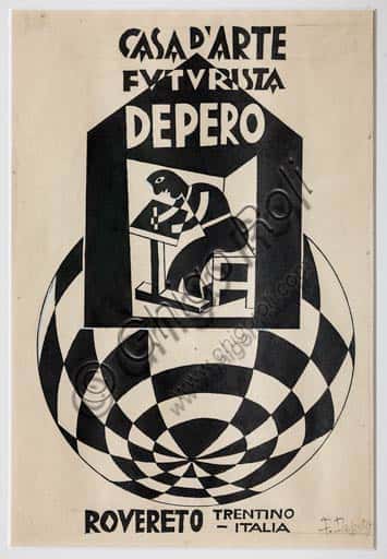 Bozzetto del Logo Casa d'Arte Futurista Depero di Fortunato Depero (1921-1923)