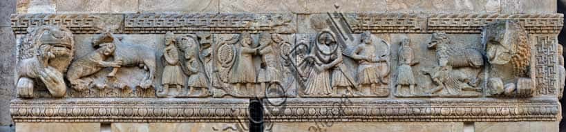 Fregio di Benedetto Antelami nel Duomo di Fidenza: le Storie di Berta e Milone