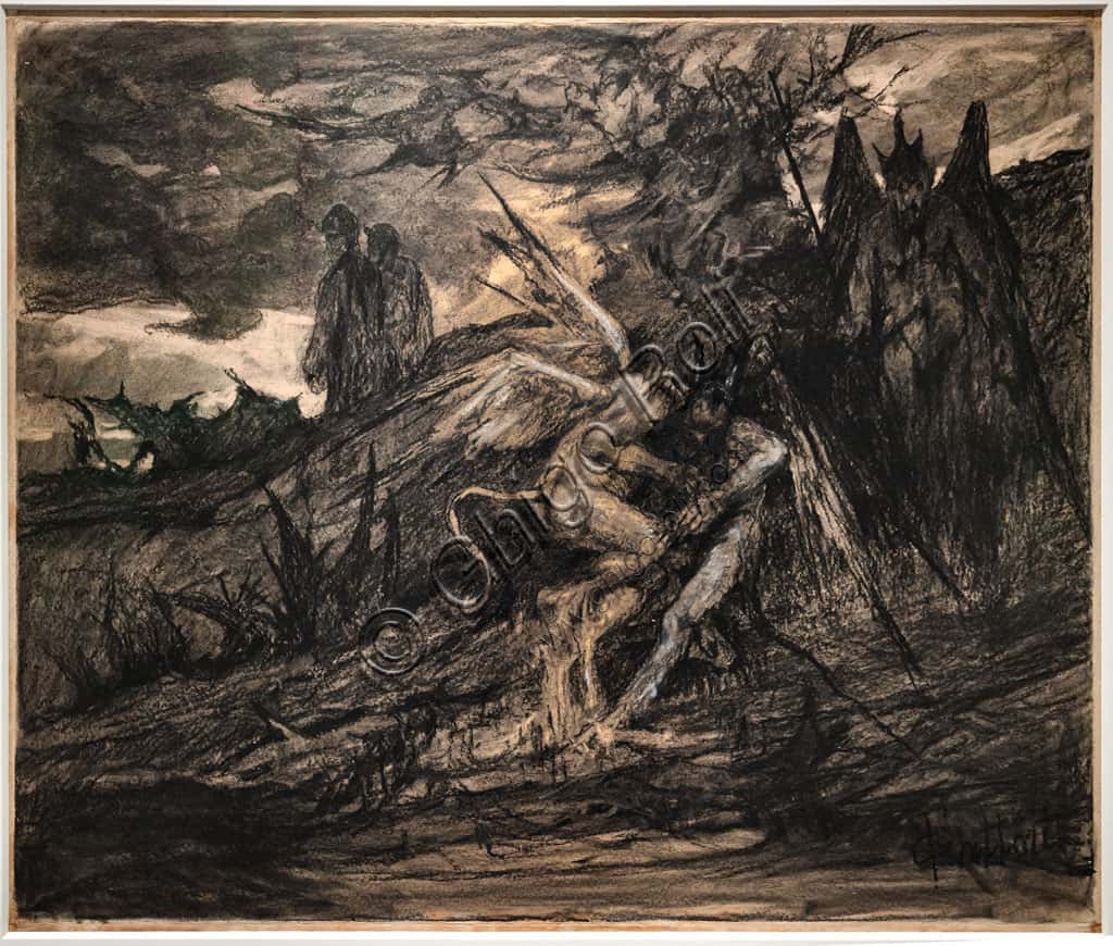 Devils Mauling Each Other by Giovanni Fattori: Dante's Inferno Illustration