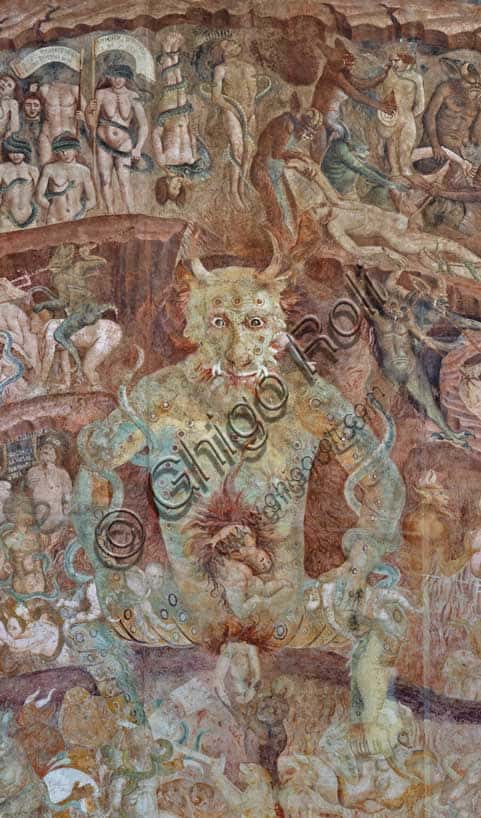 Affresco dell'Inferno con Lucifero gigante al Camposanto Monumentale di Pisa