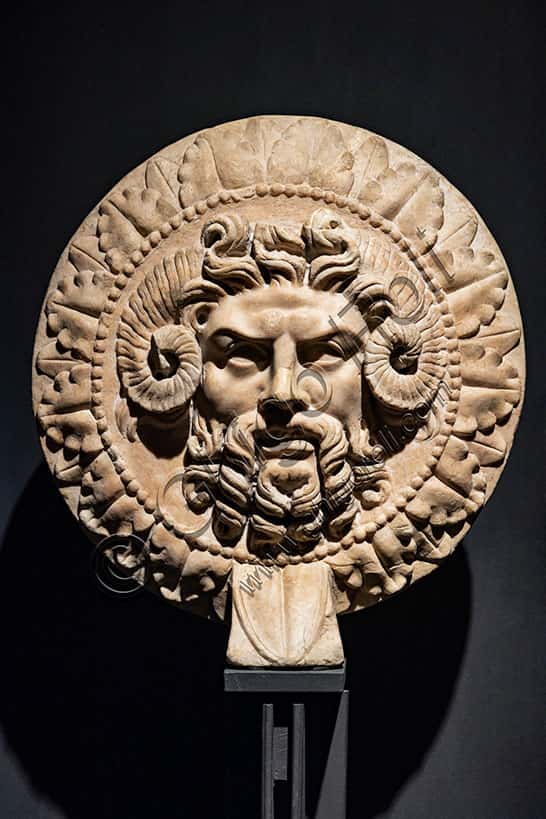 Roman Oscillum with Head of Jupiter: Marble Sculpture 2nd Century AD