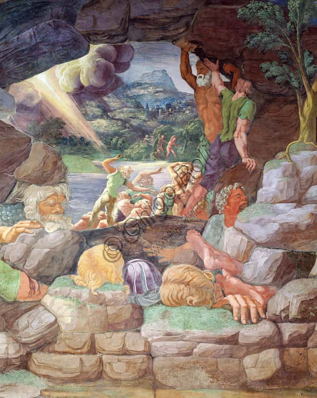 Room of the Giants in Palazzo Te: detail of the lightning in the mural
