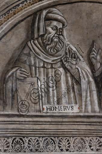 Ritratto di Omero: Affresco Monocromo nella Libreria Alberi di Orvieto