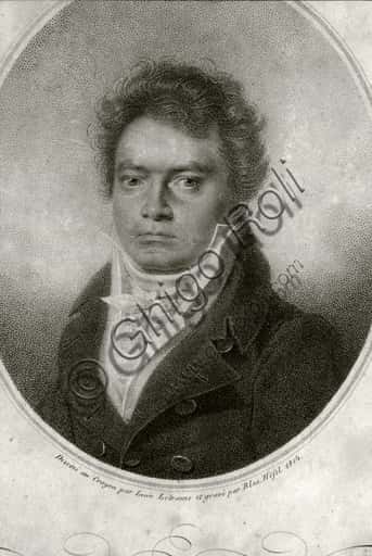 Ritratto di Ludwig van Beethoven: incisione da disegno di Louis Letronne