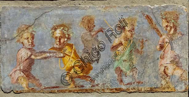 Comic Scene with Dwarves: Pompeii Fresco, IV Style