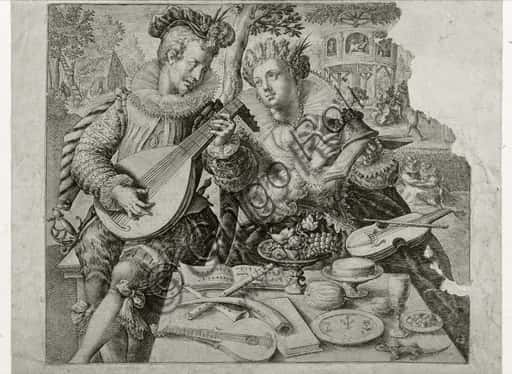 Gallant Musical Scene: Anonymous 17th Century German Etching