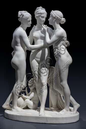 The Graces and Cupid: Neoclassical Marble Sculpture by Thorvaldsen