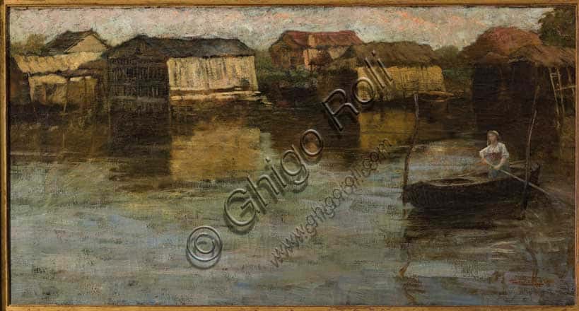 "On the River" by Cesare Laurenti - Oil on Canvas Painting