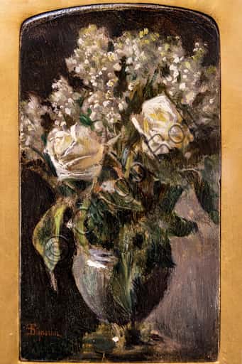 Vaso con rose bianche e mughetti di Telemaco Signorini (1870)