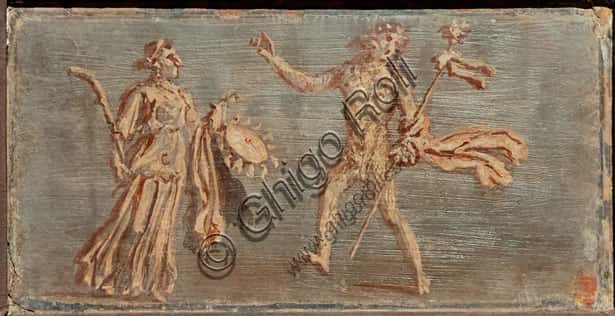 Thiasos with Satyr and Maenad from Herculaneum: IV Style Fresco