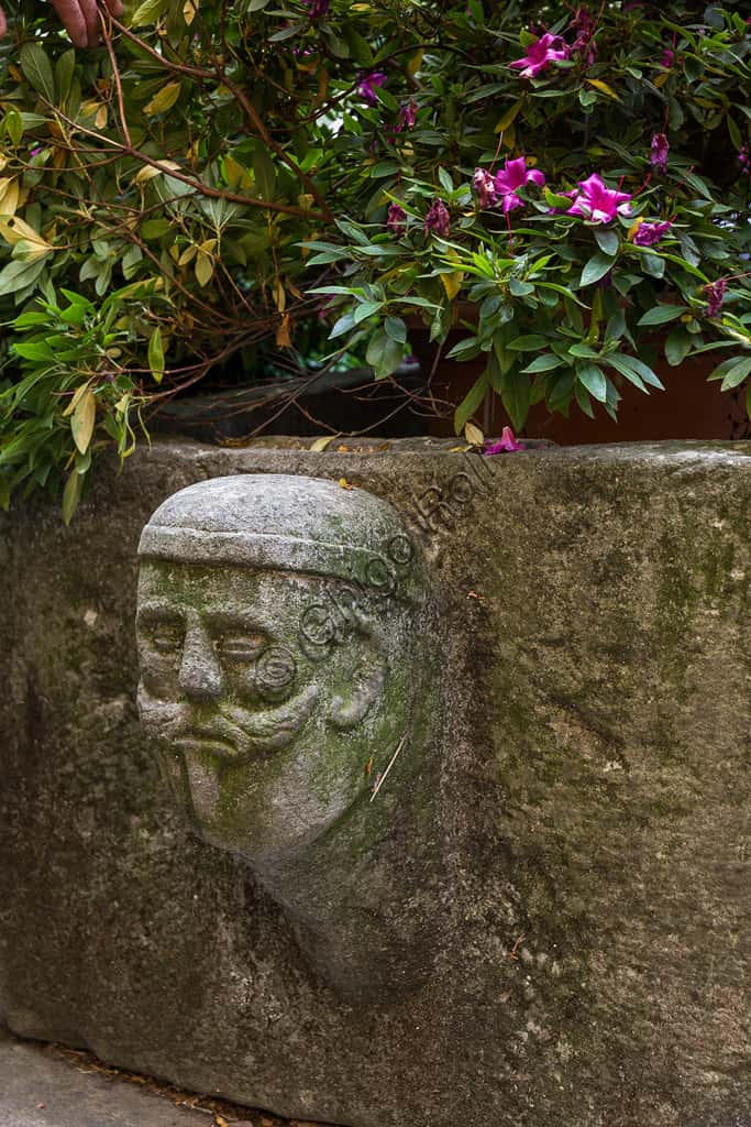 Stone Basin from the Castelvecchio Olive Mill with Marcolfa Figure