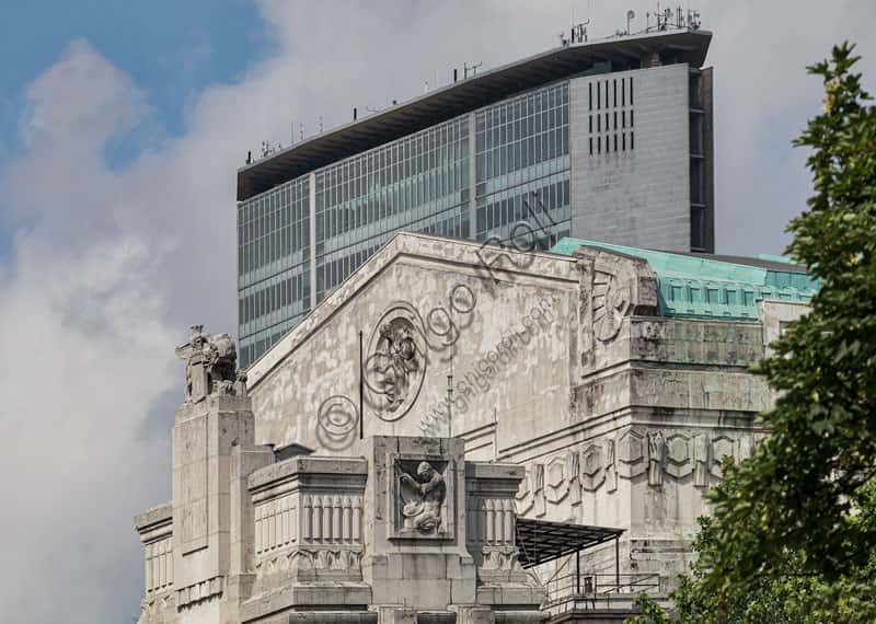 East Side View of Milan Central Station with the Pirellone