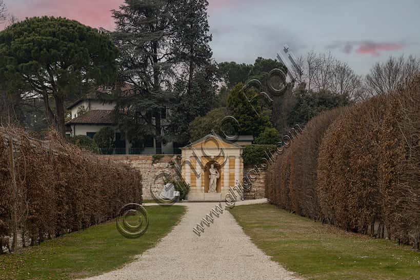 Nymphaeum at Villa Valmarana ai Nani: Tympanum and Triton Statue