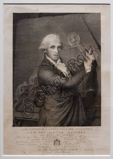 Etching and engraving portrait of sculptor Antonio Canova by Giovanni Martino De Boni, 1799