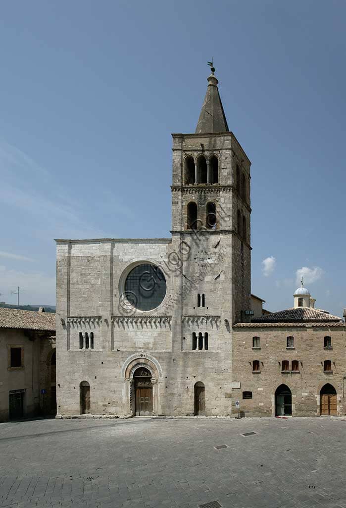 Romanesque facade of the Church of St. Michael Archangel in Bevagna, Umbria