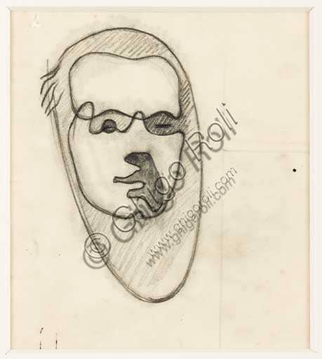 Autoritratto 1930 Enrico Prampolini, disegno a matita su carta, Collezione Assicoop-Unipol