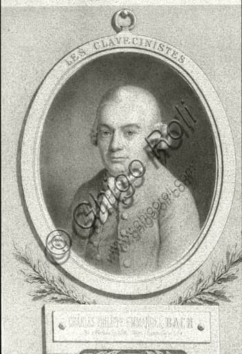Historical lithograph portrait of Carl Philipp Emanuel Bach