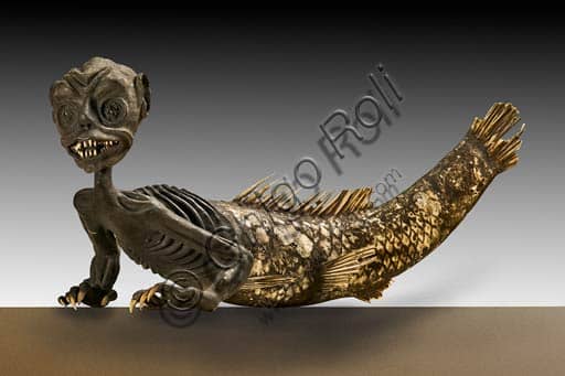 Photograph of the 19th-century artificial mermaid housed in Modena's Civic Museum