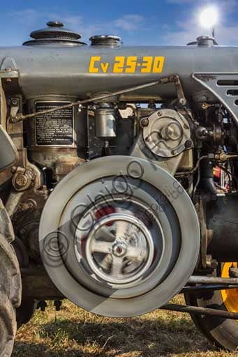 Technical detail of the 1956 Landini L25/30 vintage diesel tractor engine