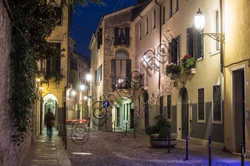 Night view of S. Gregorio Barbarigo street in the historic town centre of Padua, Italy