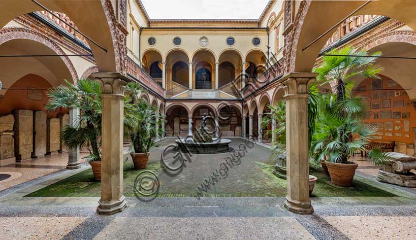 View of the internal courtyard at the Civic Archaeological Museum of Bologna, [PRESENT - USE THIS].