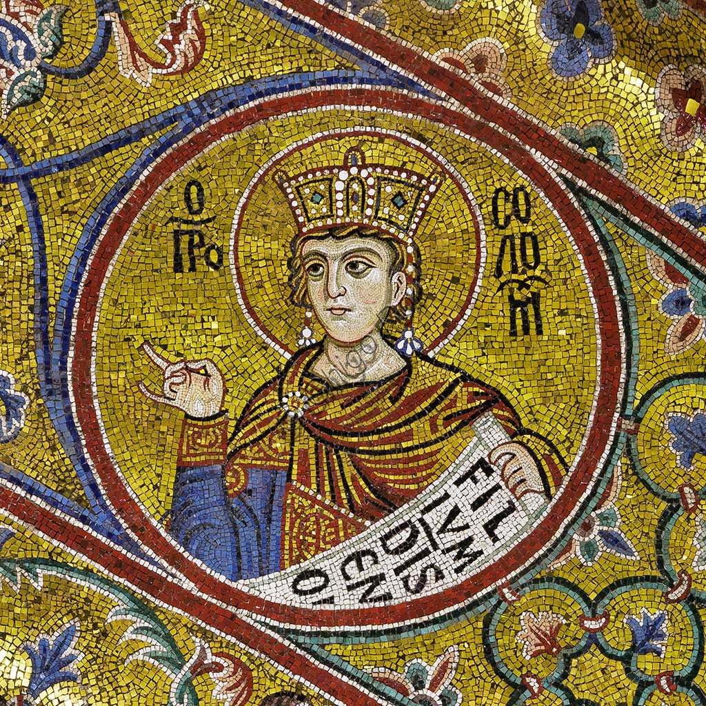 Byzantine mosaic of King Solomon, detail of Monreale Cathedral in Palermo