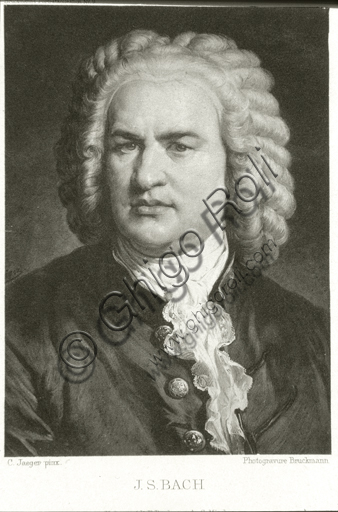 Portrait of Johann Sebastian Bach, historical photogravure print
