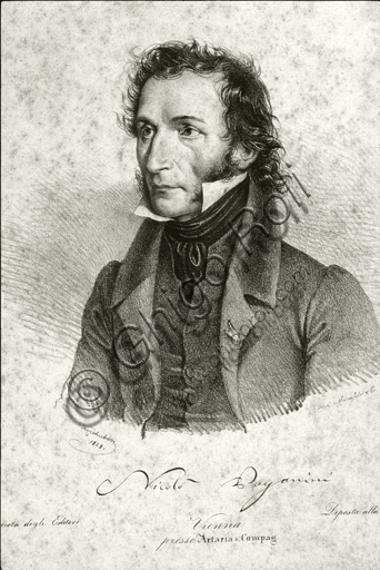 Niccolo Paganini portrait engraving violin Artaria print