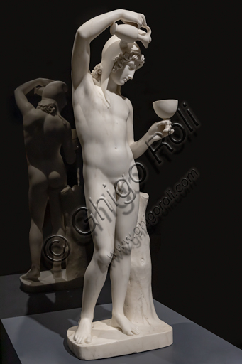 Marble statue Ganymede, neoclassical artwork by Bertel Thorvaldsen